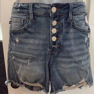 Judy Blue Blue Jean Shorts High-Waisted Distressed